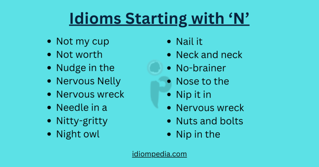 list of idioms starting with letter n