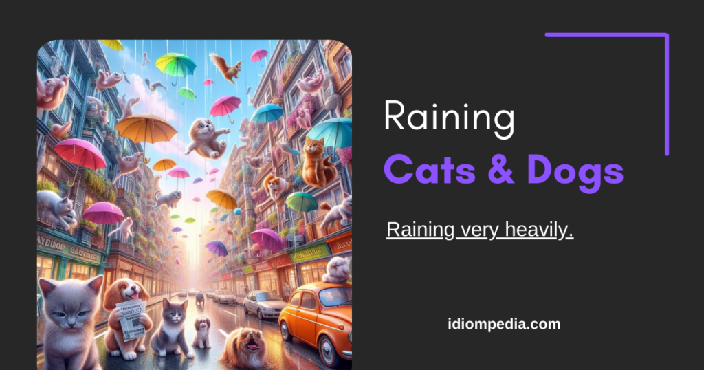 raining cats and dogs animal idiomatic expression