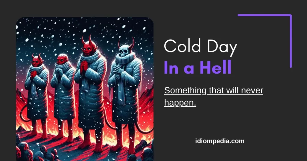 cold day in a hell cold weather idiom