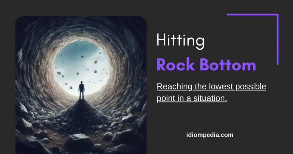 hitting rock bottom idiom illustration